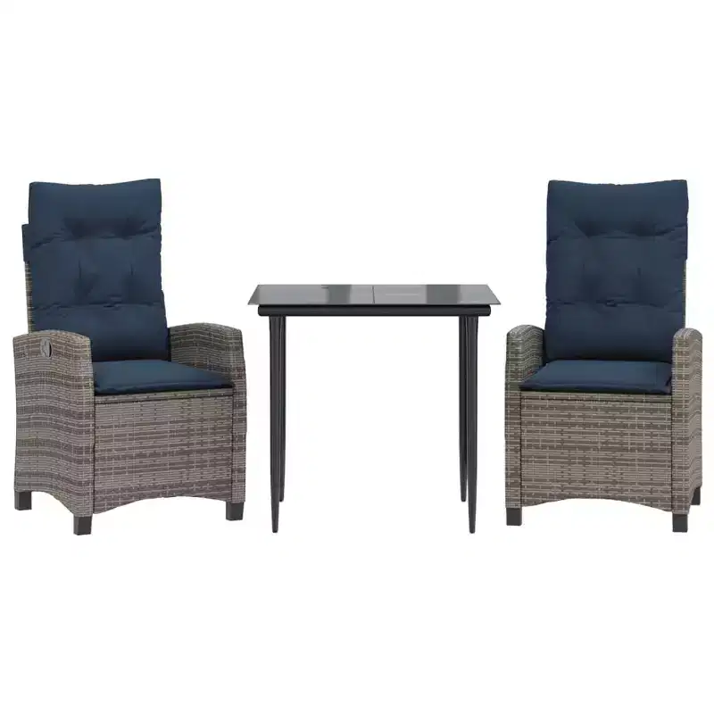 vidaXL Patio Dining Set with Cushions in Poly Rattan