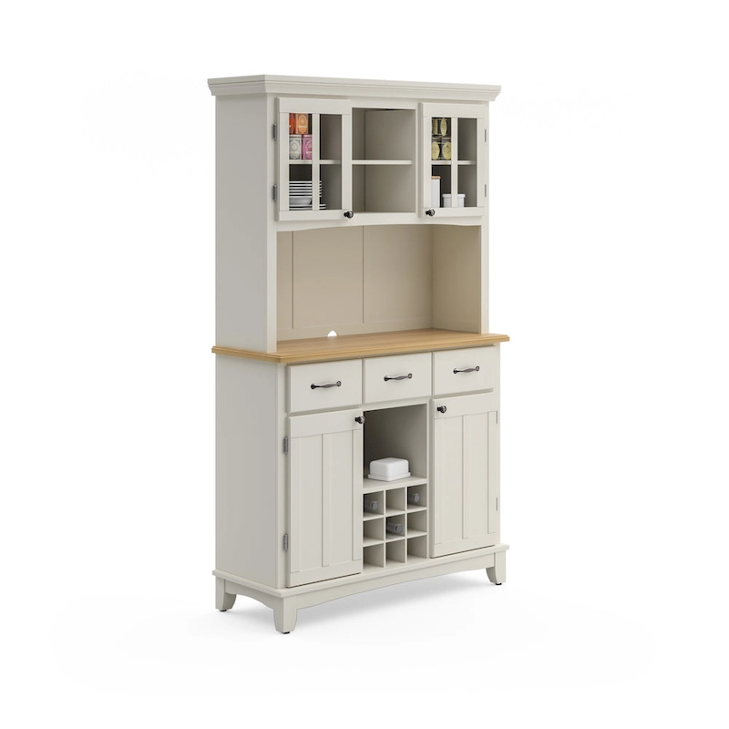 Homestyles Buffet of Buffets Off-White Server with Hutch & Wood Top