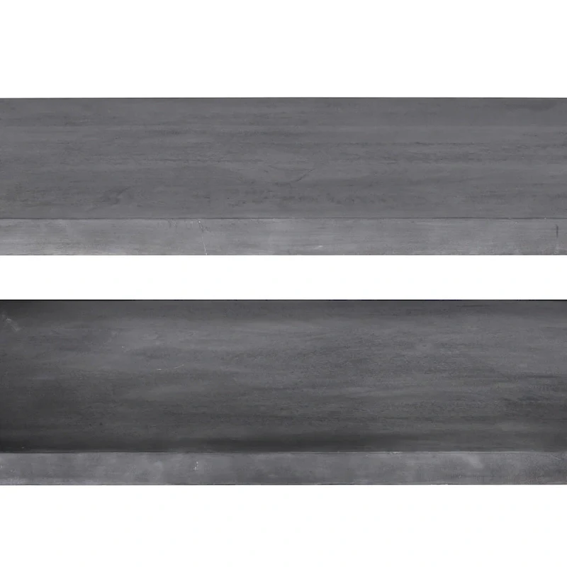 Keli 58 Inch Cube Shaped Wooden Coffee Table with Open Bottom Shelf, Charcoal Gray