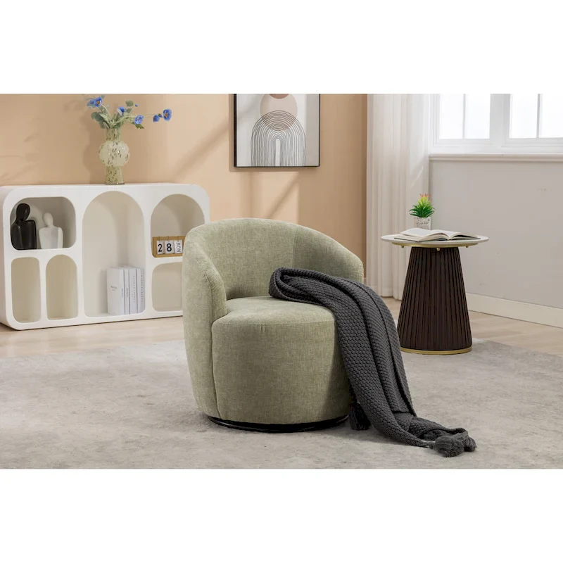 25.6 Swivel Barrel Chair with Black Coating