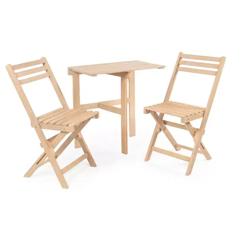 Nerja Modern Traditional 3-Piece Acacia Wood Outdoor Folding Bistro Set