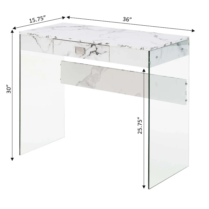 Convenience Concepts SoHo 1 Drawer Glass 36 Desk