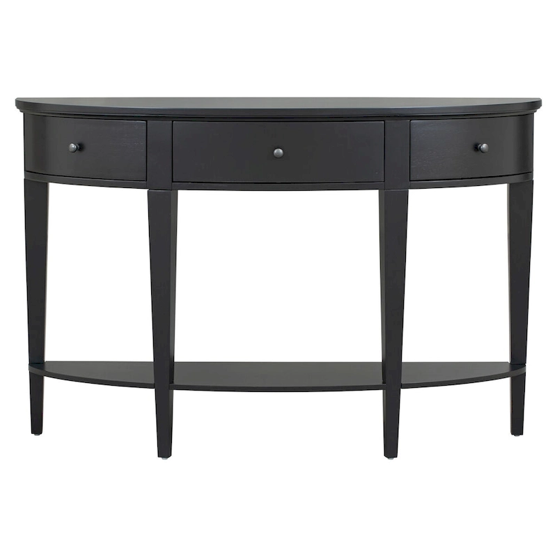 Modern Curved Console Table Sofa Table,3 drawers,1 Shelf,Black