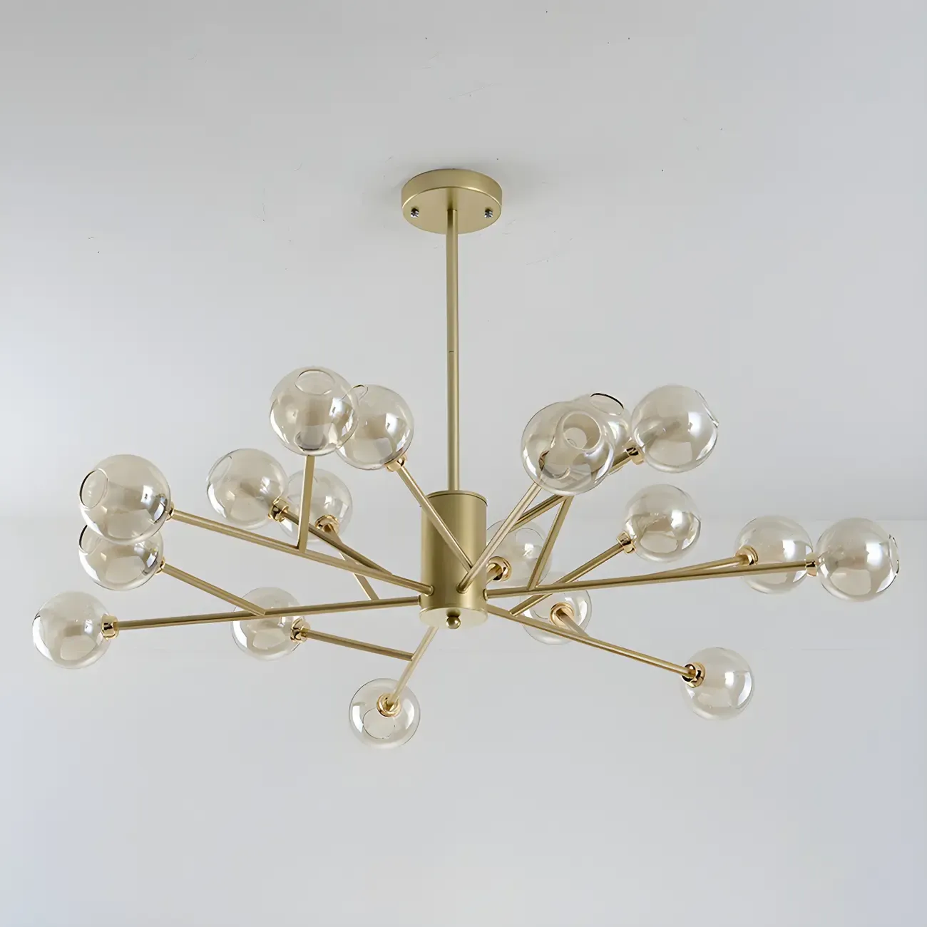 Modern Gold Metal Glass Globe Sputnik Chandelier