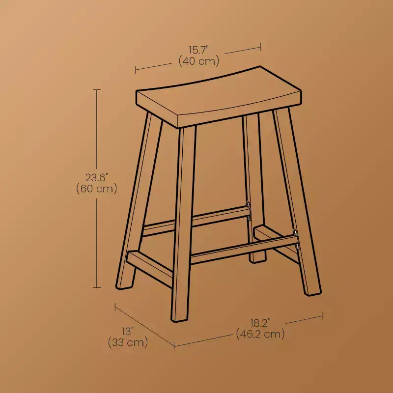 2 Pack Bar Stools, Bar Chairs, Kitchen Breakfast Bar Stools with Footrest, 23.6 Inches High