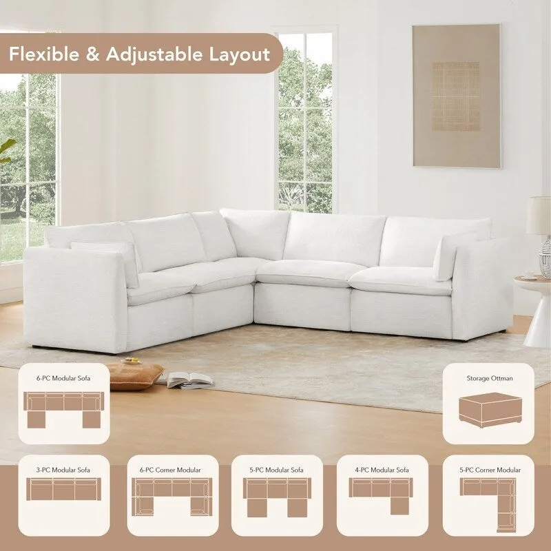 Cypress L-shape Sectional Couches Modular Sofa with Ottoman