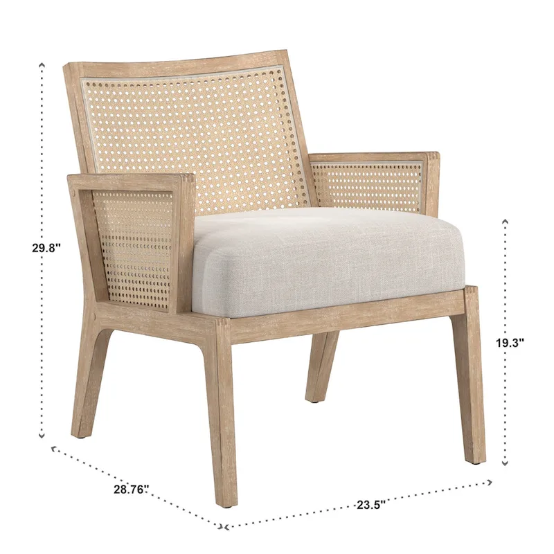 Celann Natural Finish Fabric Cane Accent Chair by iNSPIRE Q Modern