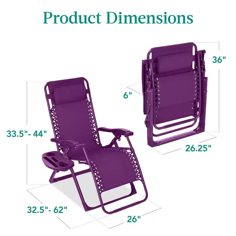 Best Choice Products Monochromatic Zero Gravity Chair, Folding Patio Recliner w/Side Tray, Headrest