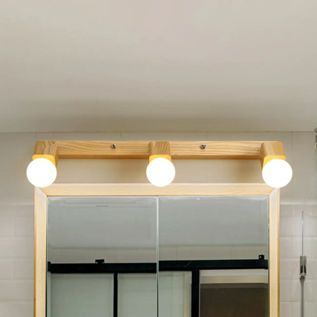 3-Light Modern Wooden Linear LED Vanity Lights
