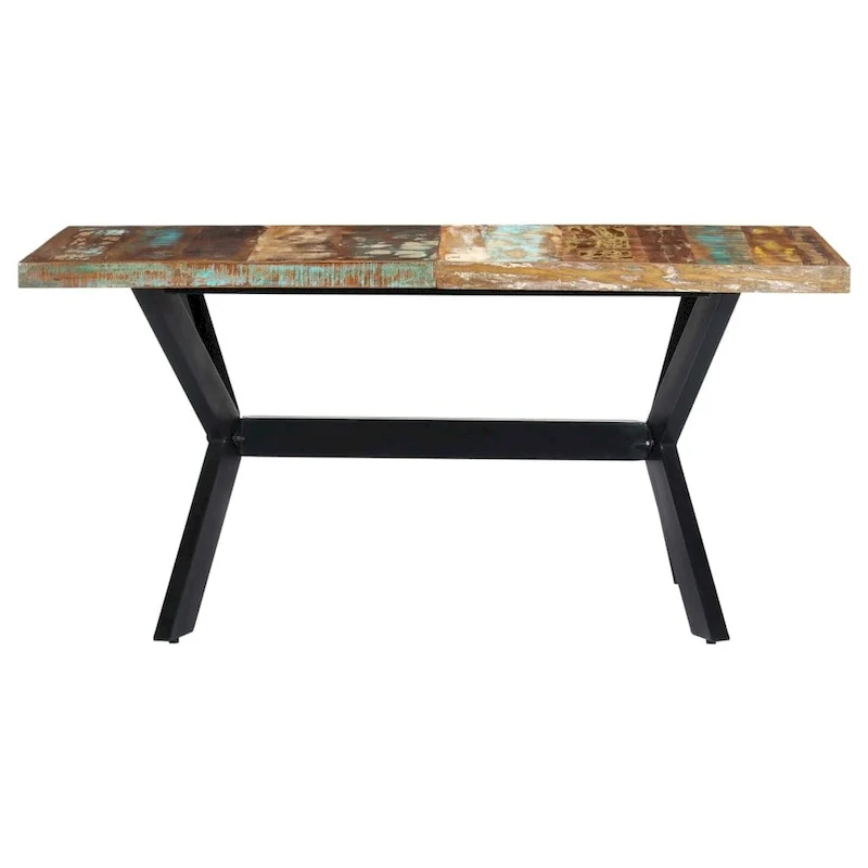 vidaXL Dining Table 63x31.5x29.5 Solid Reclaimed Wood - Multicolour