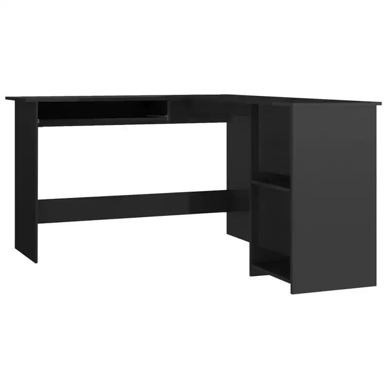 Corner Desk High gloss black Engineered wood 47.2x55.1x29.5 in