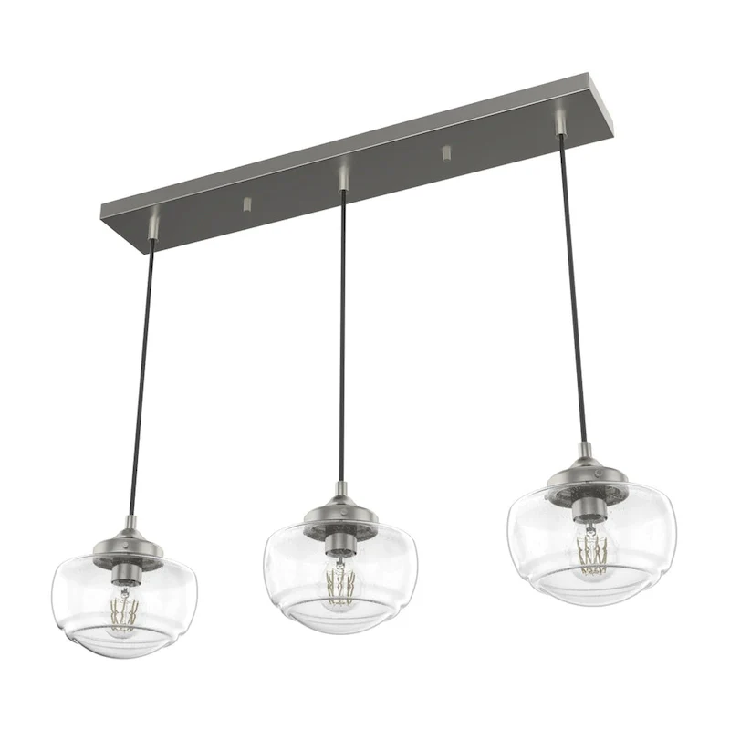 Hunter Saddle Creek 3-Light Linear Cluster Pendant - Kitchen Island, Dining Room - Modern Schoolhouse, Transitional