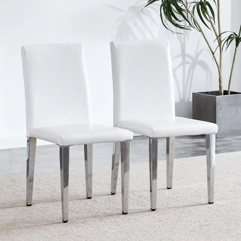 Dining Chairs Set of 4,Modern Kitchen & Dining Room Chairs,Faux Leather Cushion Seat Metal Legs