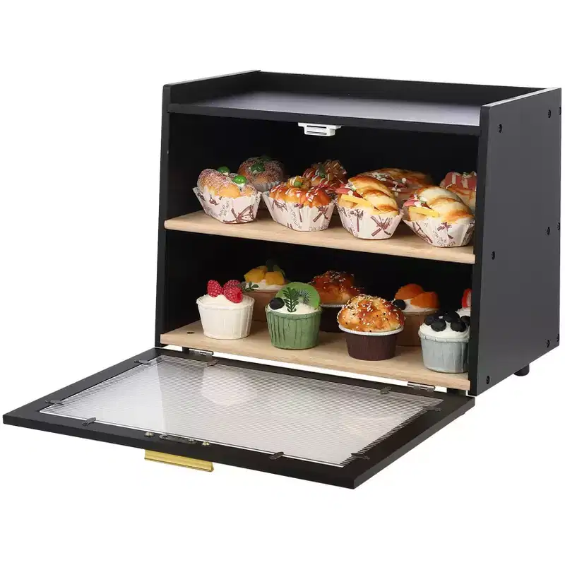 Double Layer Bread Box for Kitchen, Large Capacity Bread Box, Farmhouse Bread Storage Bin, Bamboo Bread Storage Container