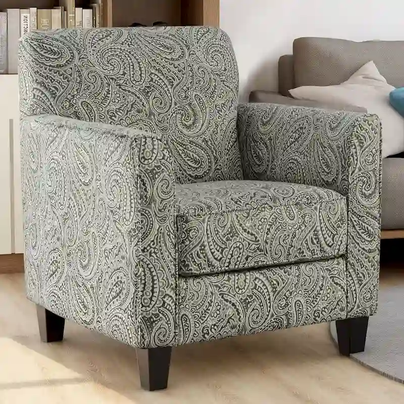 Transitional Multi-colored Chenille Paisley Pattern Armchair