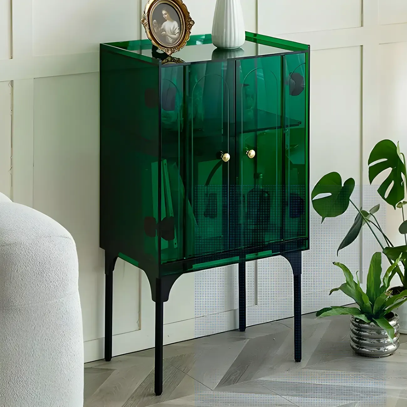 Modern Plastic/Acrylic Sideboard Cabinets with Shelves in Red