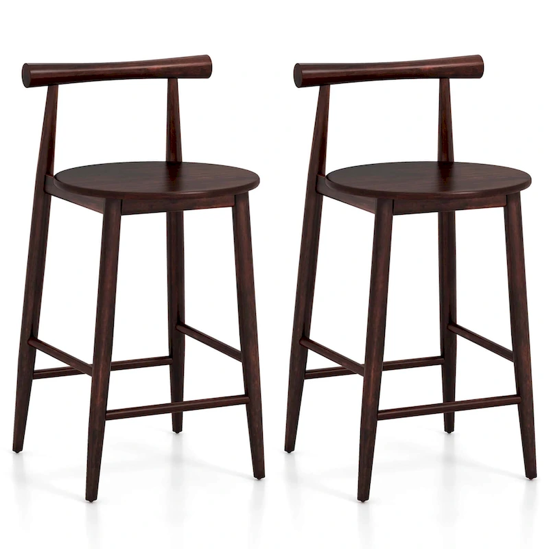Costway Bar Chair Counter Height Stools Set of 2/4 with Acacia Wood