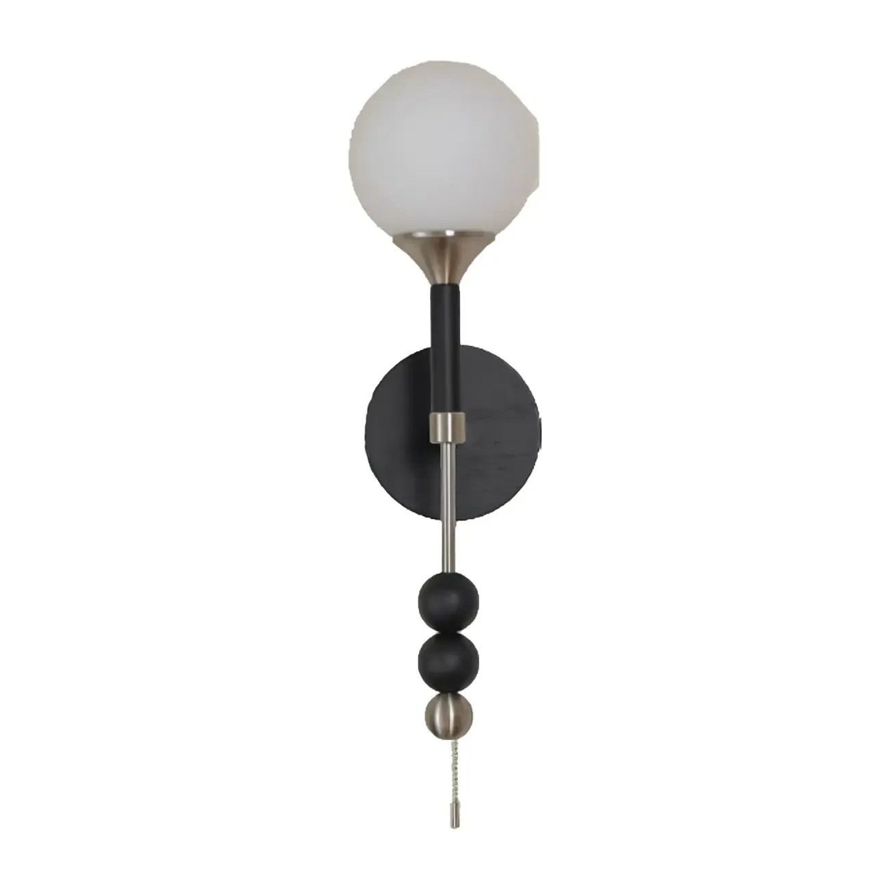 Modern Black Globe Vanity Light with White Glass Shade