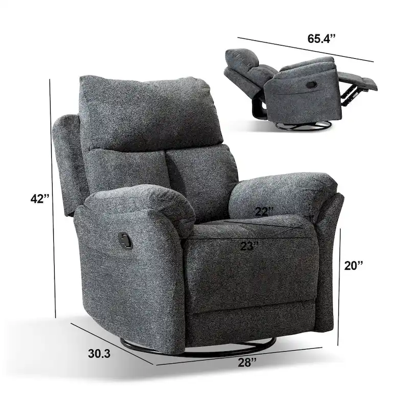 Swivel Rocker Fabric Recliner Chair Manual Reclining Sofa Set of two