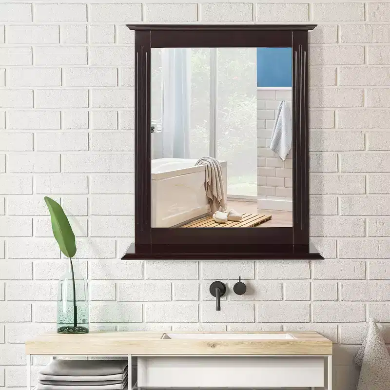 Costway Bathroom Wall-Mounted Mirror W/Shelf Vanity Makeup Mirror Multipurpose