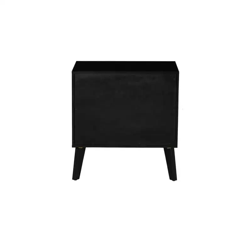 Powell Chancery Black and Cane Cane 2 Drawer Nightstand