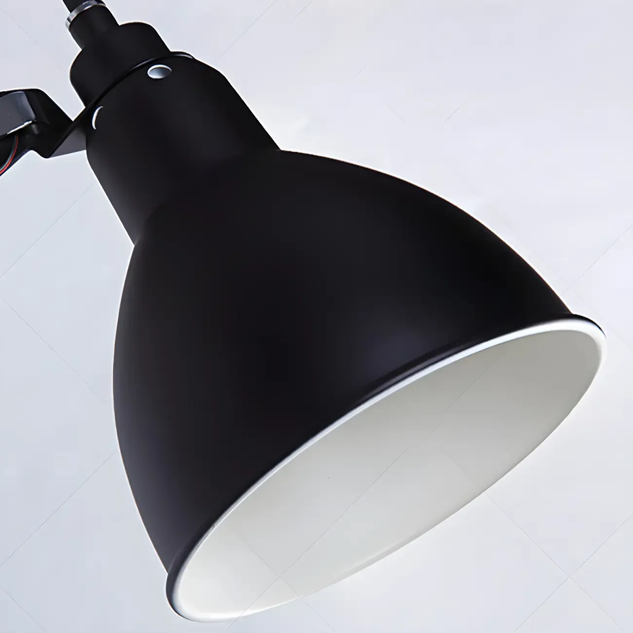 White Inner Shade Black Metal Swing Arm Wall Light