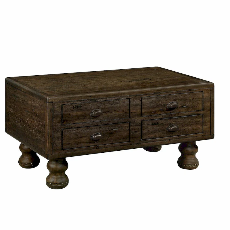 40 Solid Wood Rectangle Coffee Table with 4 Drawers