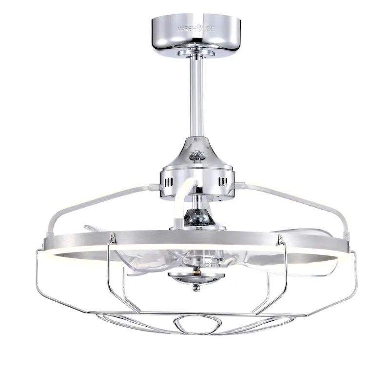 Dhooma 25 Inch Chrome Finished Modern LED Ceiling Fandelier with Remote - N/A