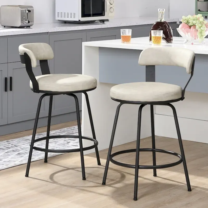 Hausfame Metal Counter Height Industrial Swivel Bar Stools