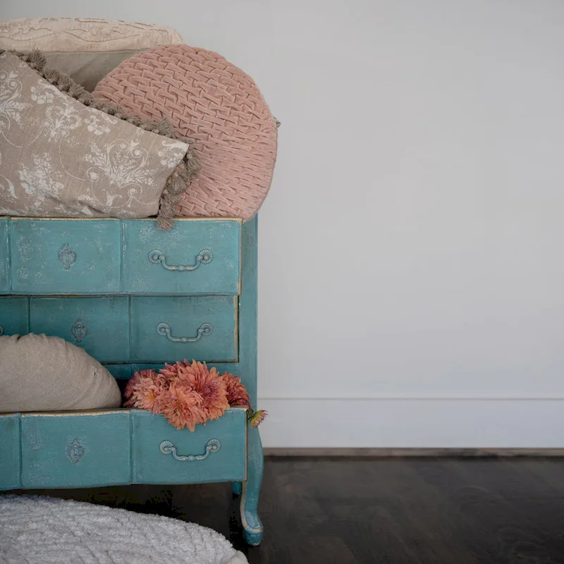 Distressed Blue / Grey / Black 3-Drawer Dresser, 1-Person