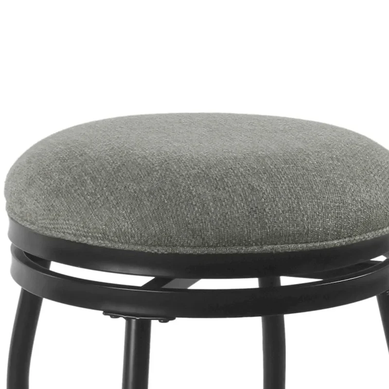 Metal Counter Stool with Swivelling Fabric Padded Seat, Gray and Black