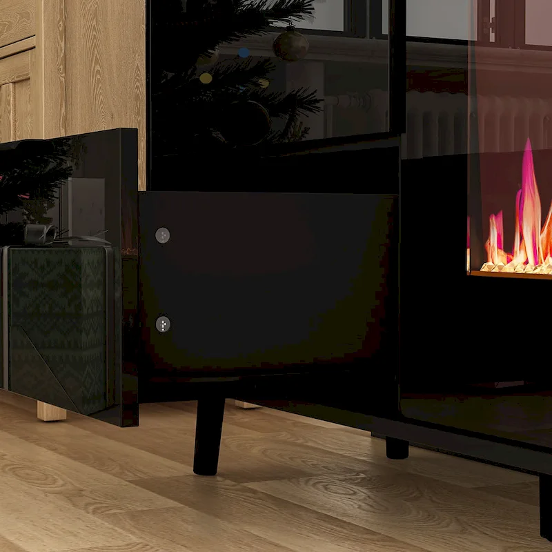 30 Recessed Electric Fireplace High Glossy TV Stand Combo Fireplace