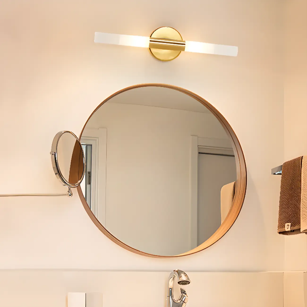 Modern Gold Cylinder Vanity Light for Bathroom