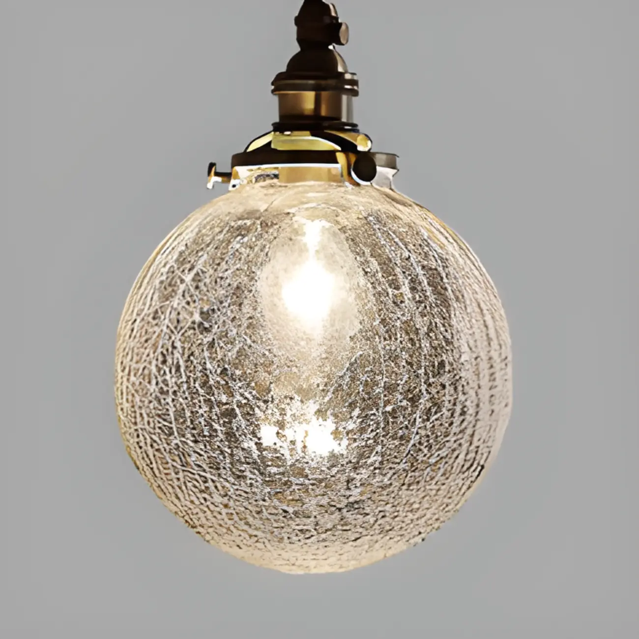 Modern Adjustable Gold Crakle Glass Globe Pendant Light