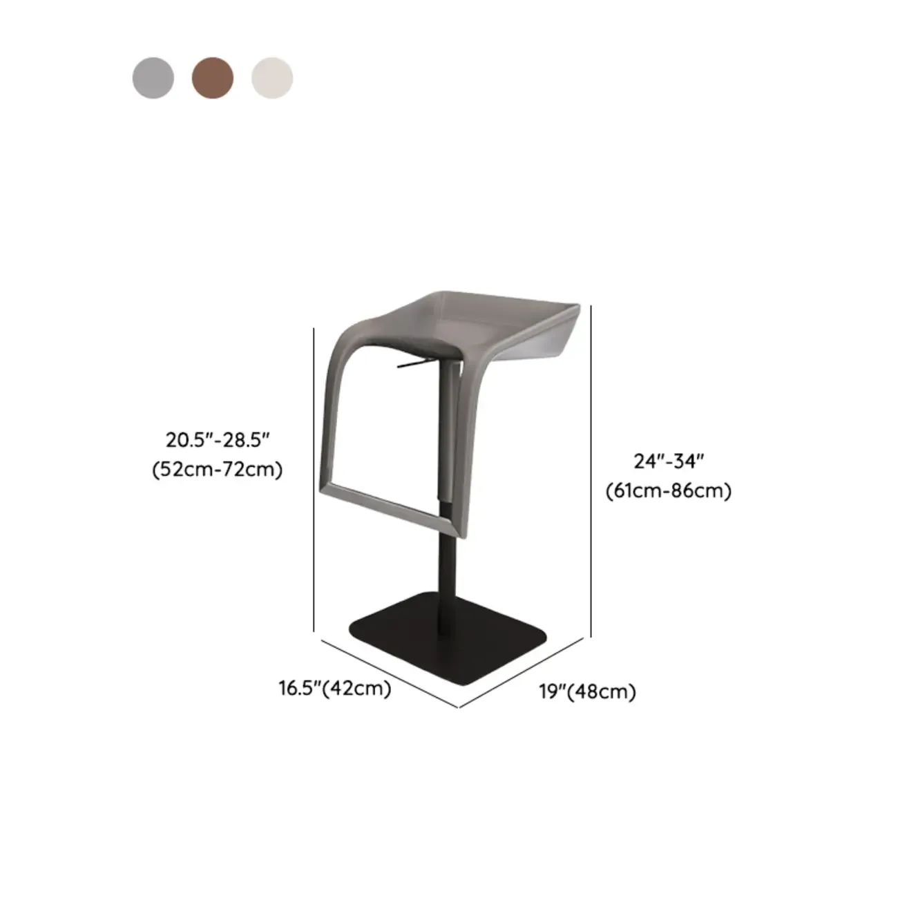 Modern Rectangle Backless Leather Adjustable Swivel Bar Stools