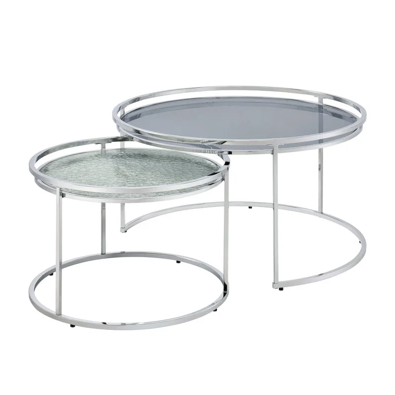 Glam Chrome Glass Top Nesting Tables