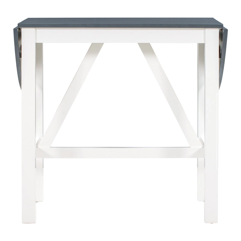 Rustic Style Wooden 3-Piece Dining Table Set with Drop Leaf and 2 Upholstered Dining Chairs