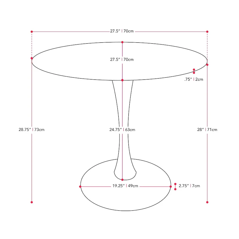 28 Round Bistro Table with Pedestal Base - N/A