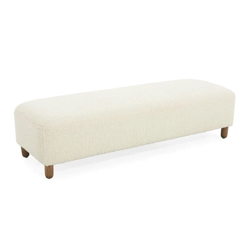 Modern Boucle Ottoman Bench for 2 People