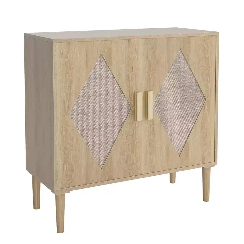 2-Door Sideboard with Adjustable Shelves,Natural Wood Buffet Cabinet,for Living Room, Entryway,