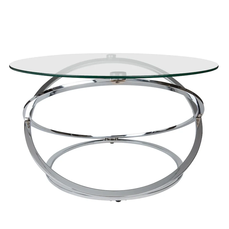 Cross Base Tempered Glass Round Coffee Table