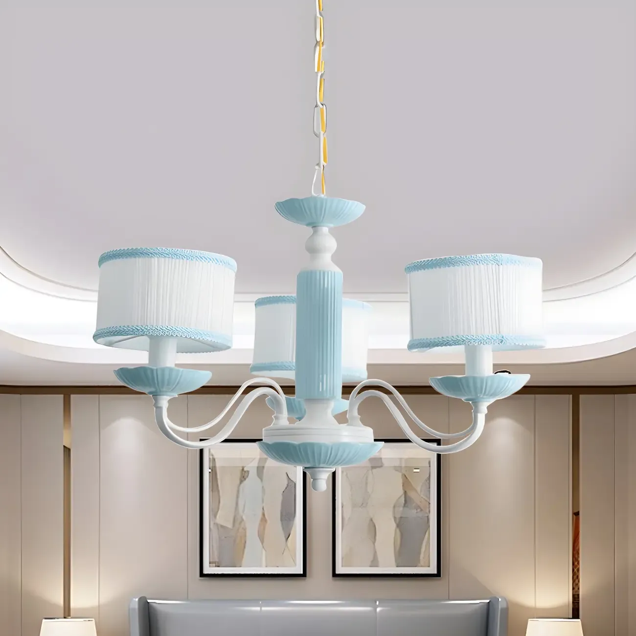 Pink Glass Retro Flower Shaped Chandelier Light