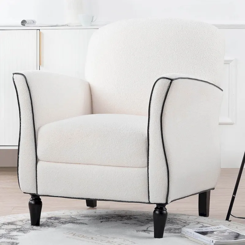 Upholstered Accent Chair with Wood Legs