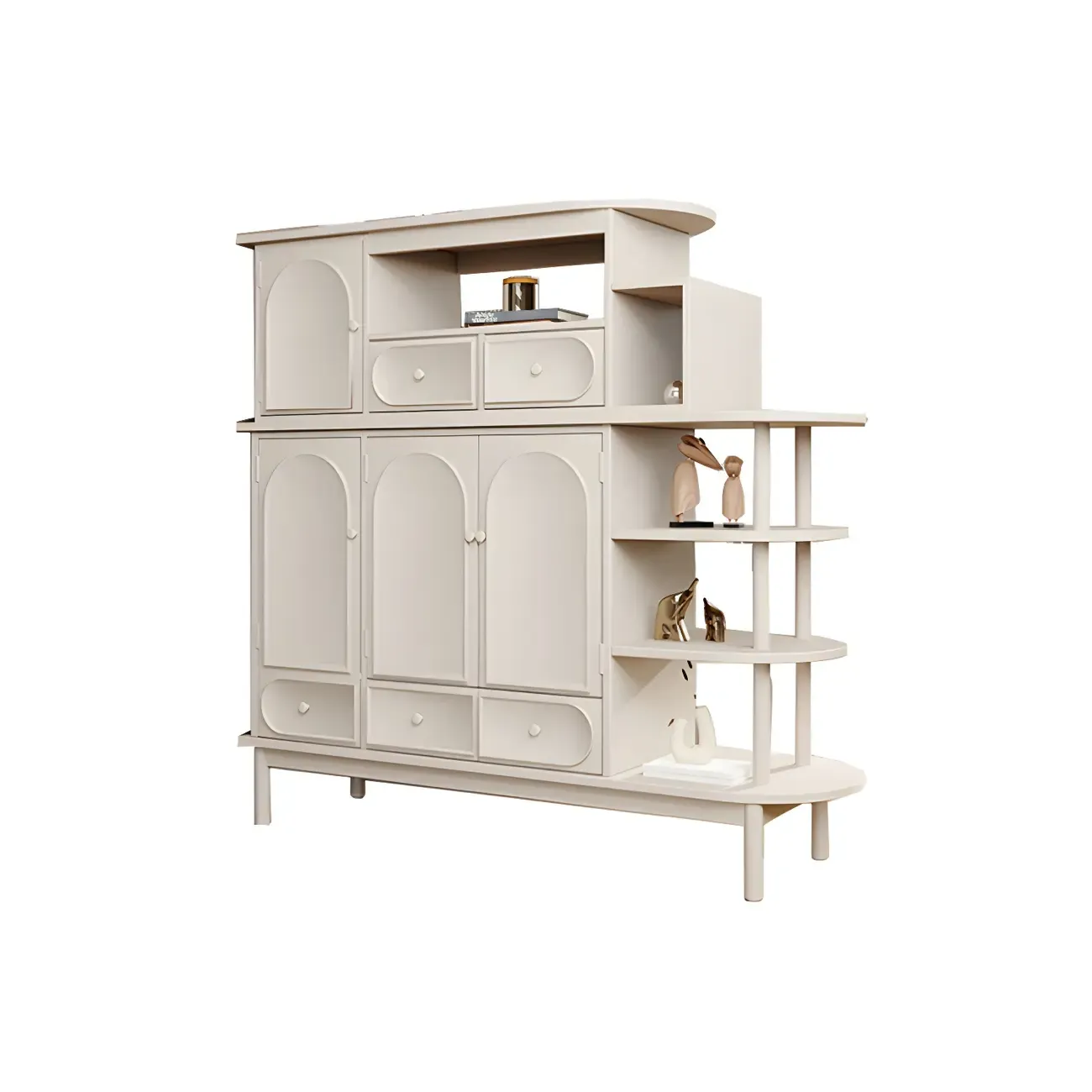 Modern White Wooden Multi-functional Utility Living Room Cabinet