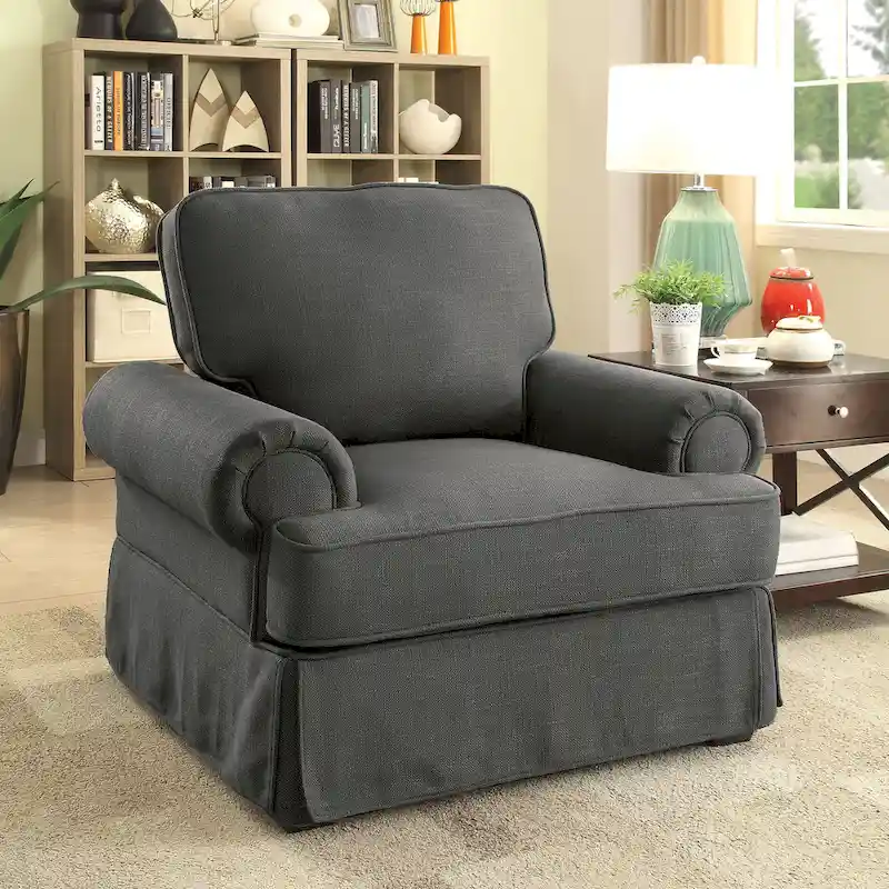 Cupa Transitional Linen Fabric Padded Accent Chair by Furniture of America