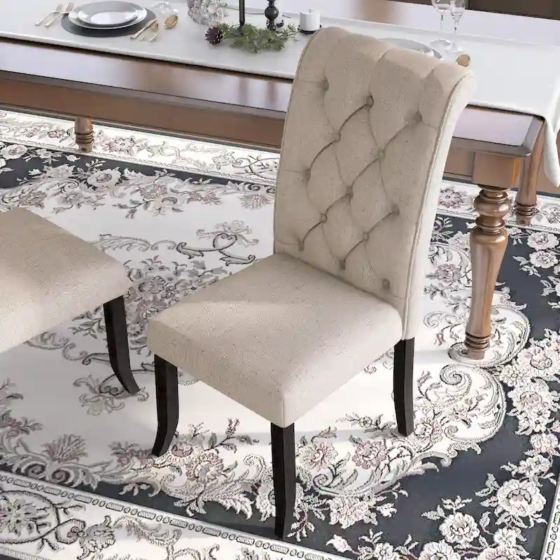 Sheila Rustic Farmhouse Tufted Fabric Dining Chairs (Set of 2) by Furniture of America