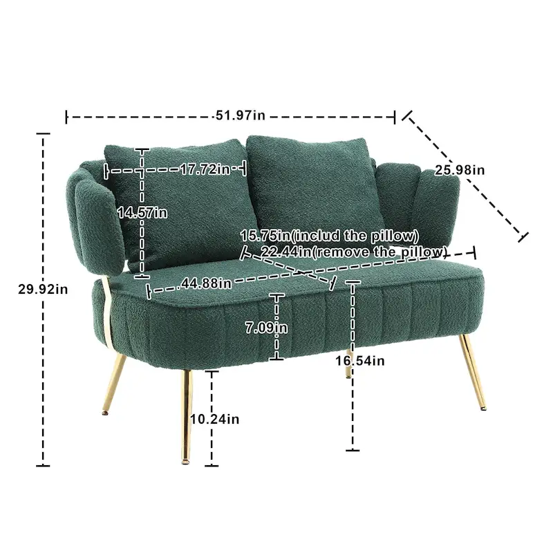 Modern Upholstered Armsofa Tufted Sofa with Metal Frame