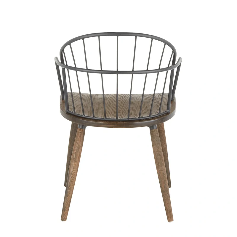 Ellul Industrial Chair in Dark Walnut Wood and Black Metal - N/A