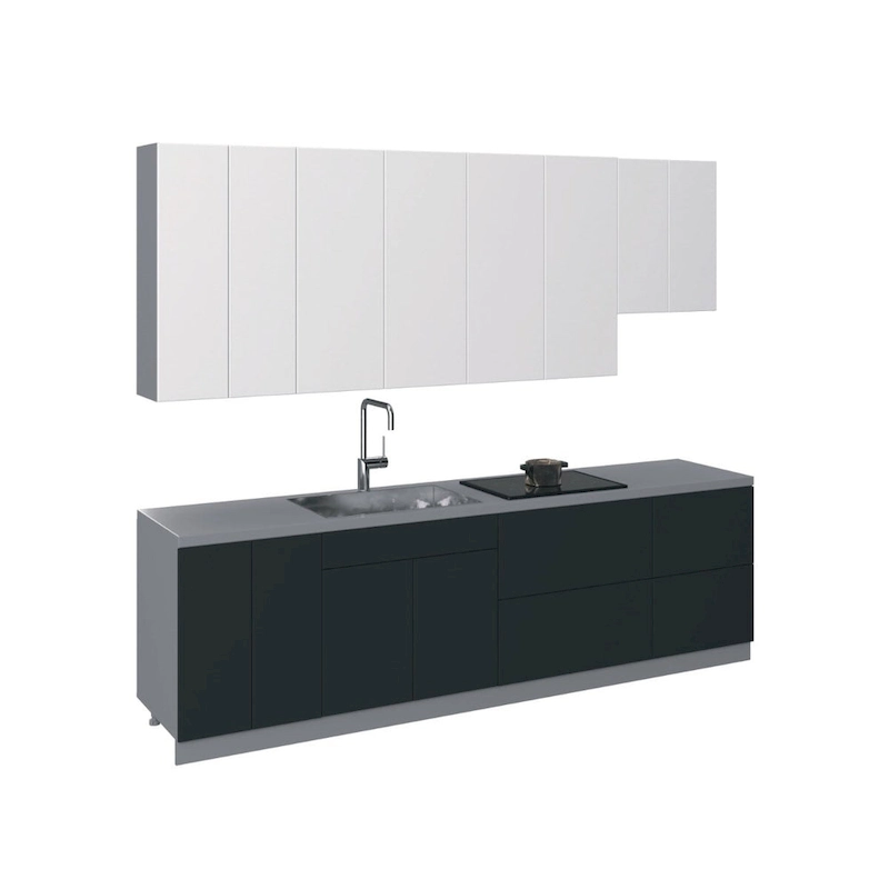 Kitchen Contemporary Collection Black & White Gloss Color Base Size 9.5Ft Wide - 114x24