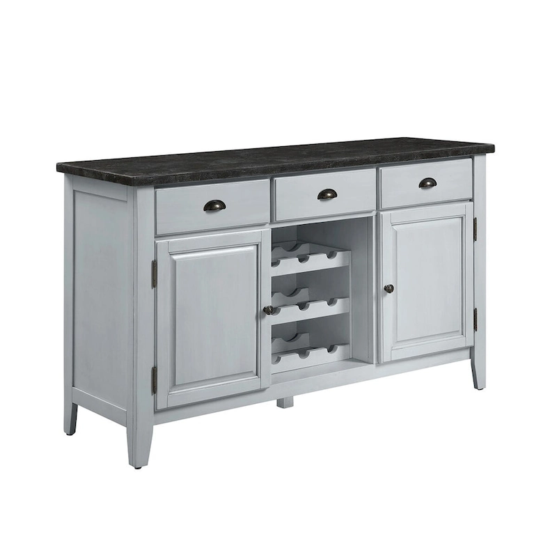 Rectangular Marble Top Server in Antique White